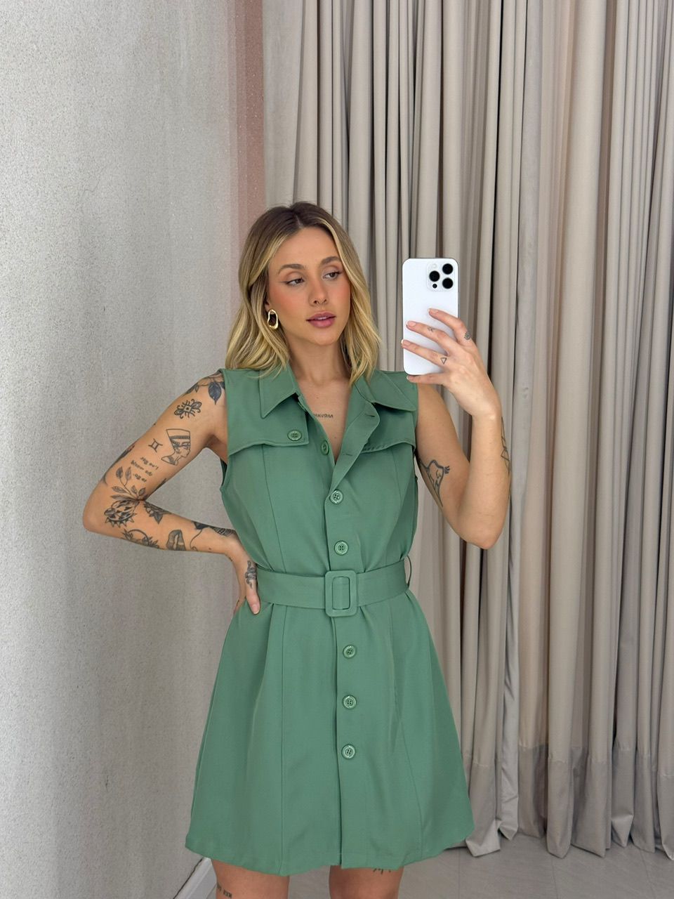 VESTIDO SARAH BOTÕES VERDE