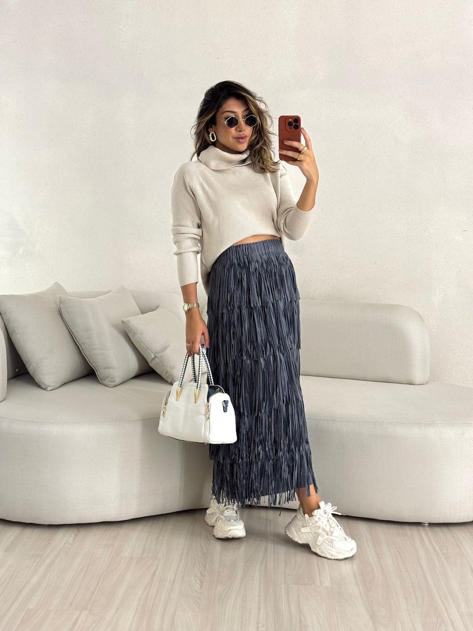 SAIA GABRIELA 02 FRANJAS CINZA