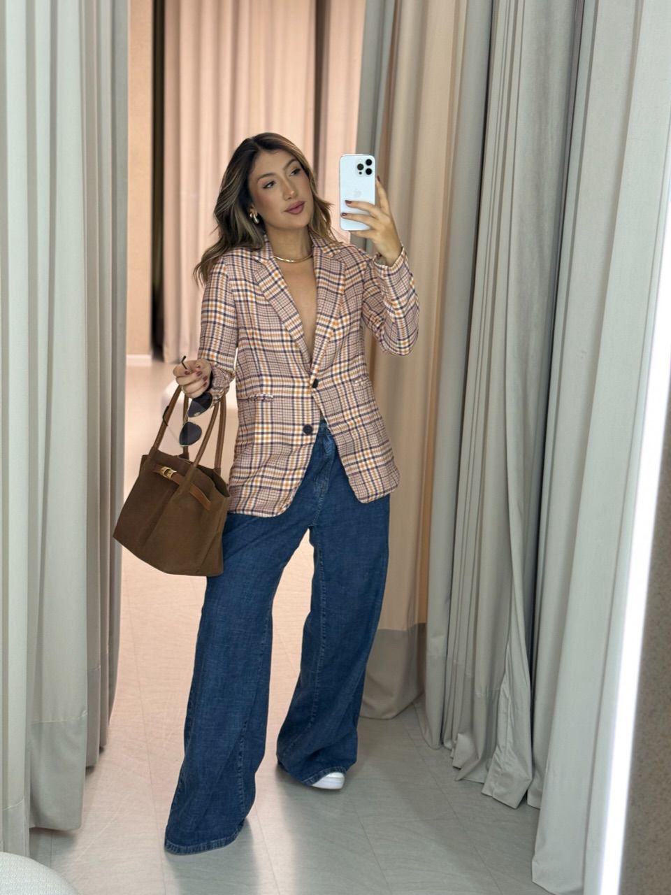 BLAZER CRISTINA XADREZ LARANJA