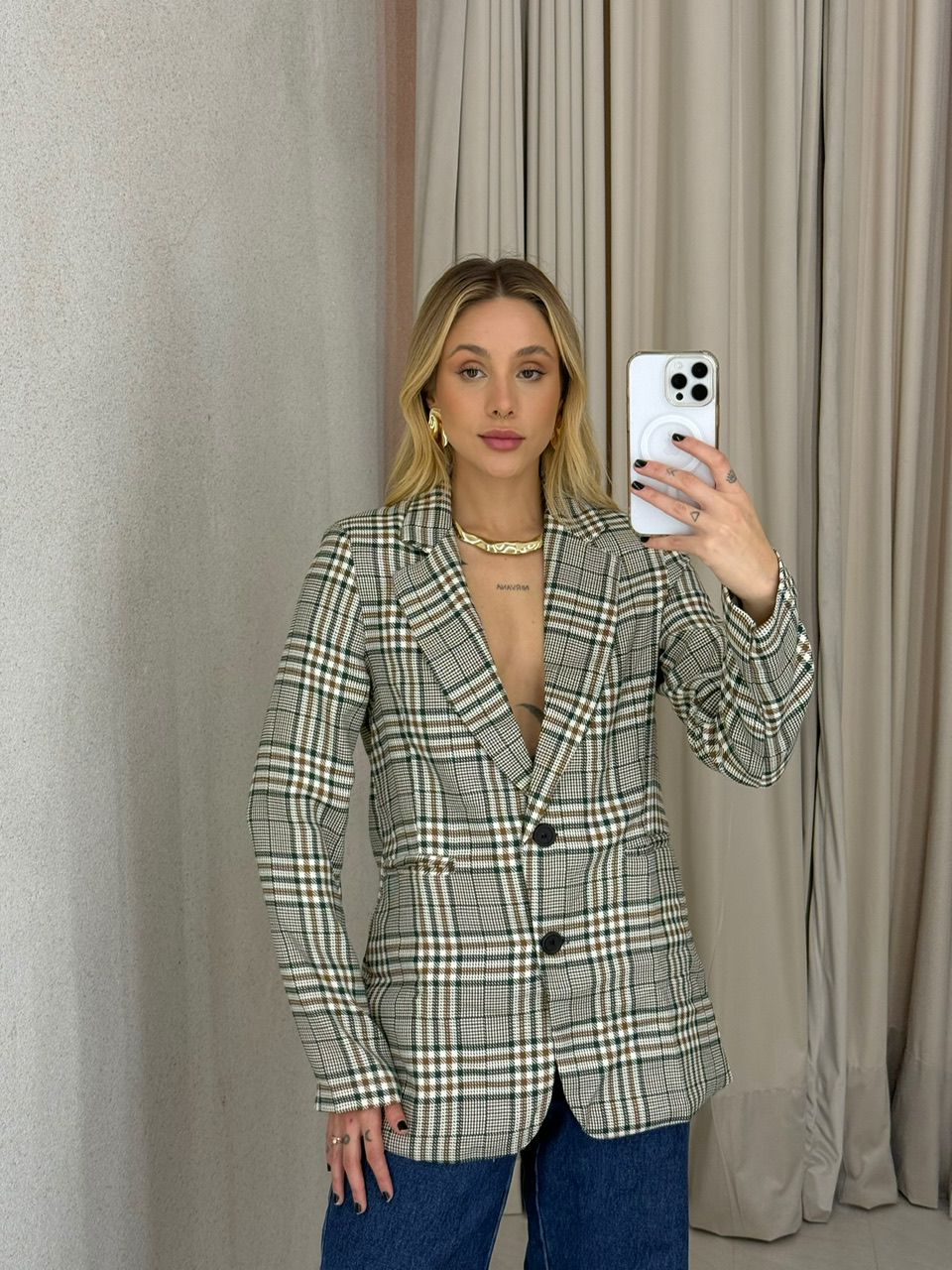BLAZER CRISTINA XADREZ VERDE