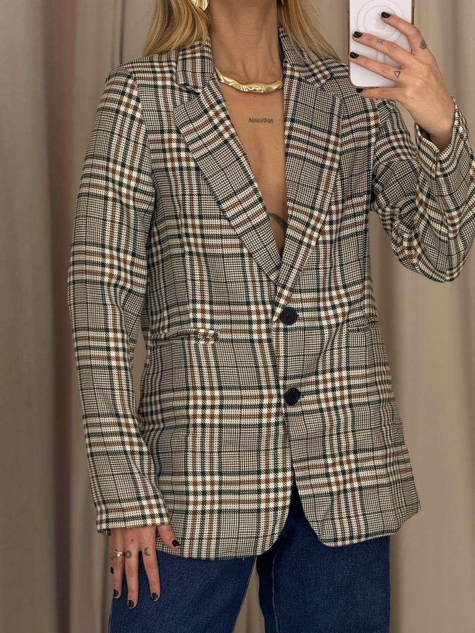 BLAZER CRISTINA XADREZ VERDE