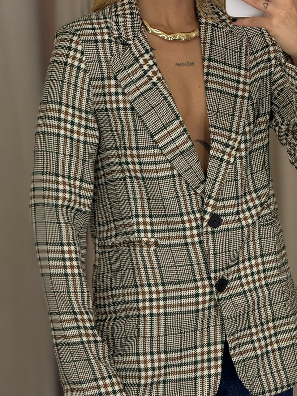 BLAZER CRISTINA XADREZ VERDE