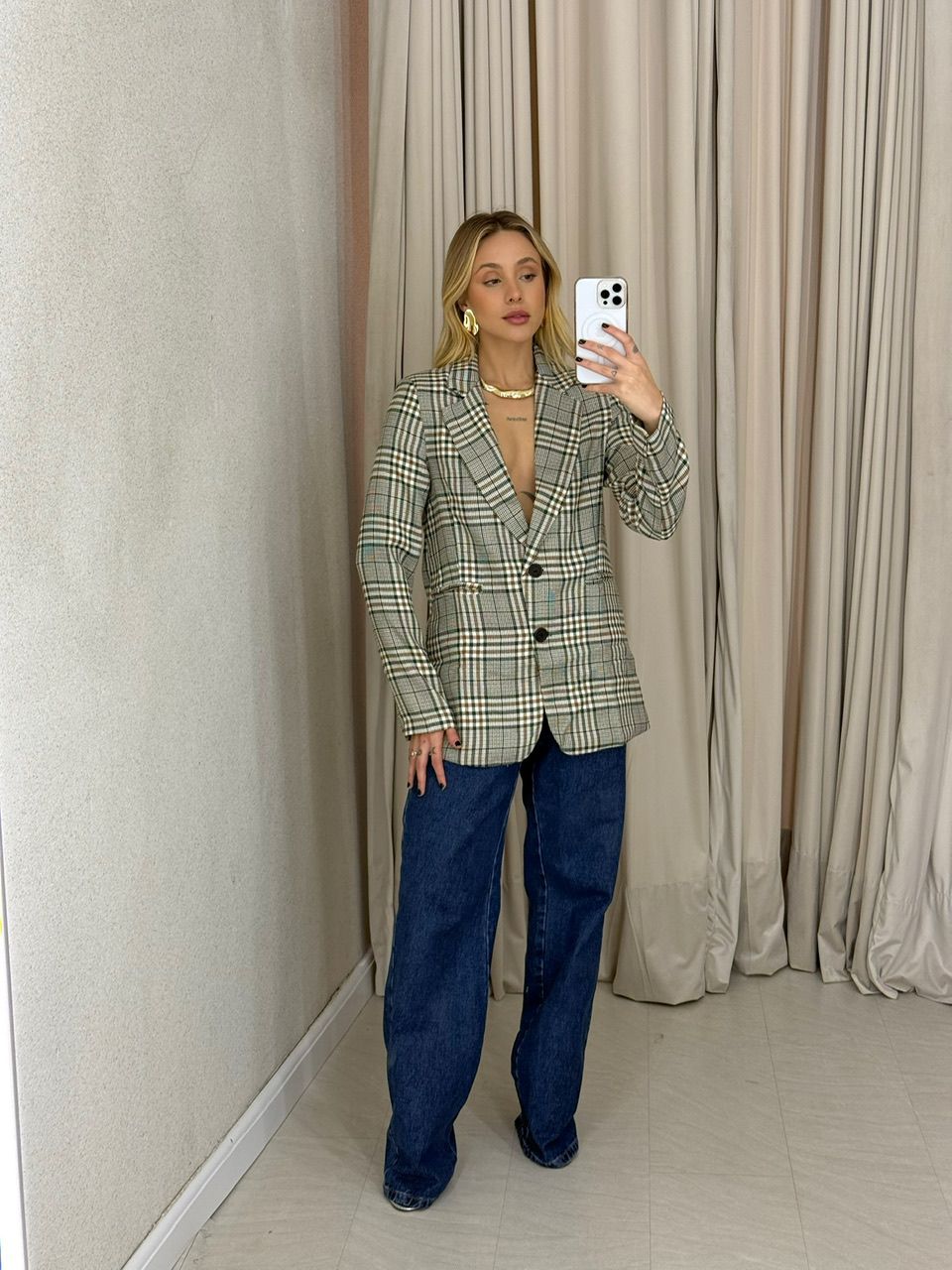 BLAZER CRISTINA XADREZ VERDE