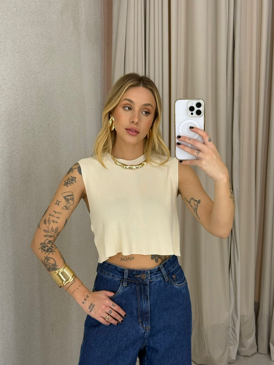 BLUSA GABI CAVADA AREIA