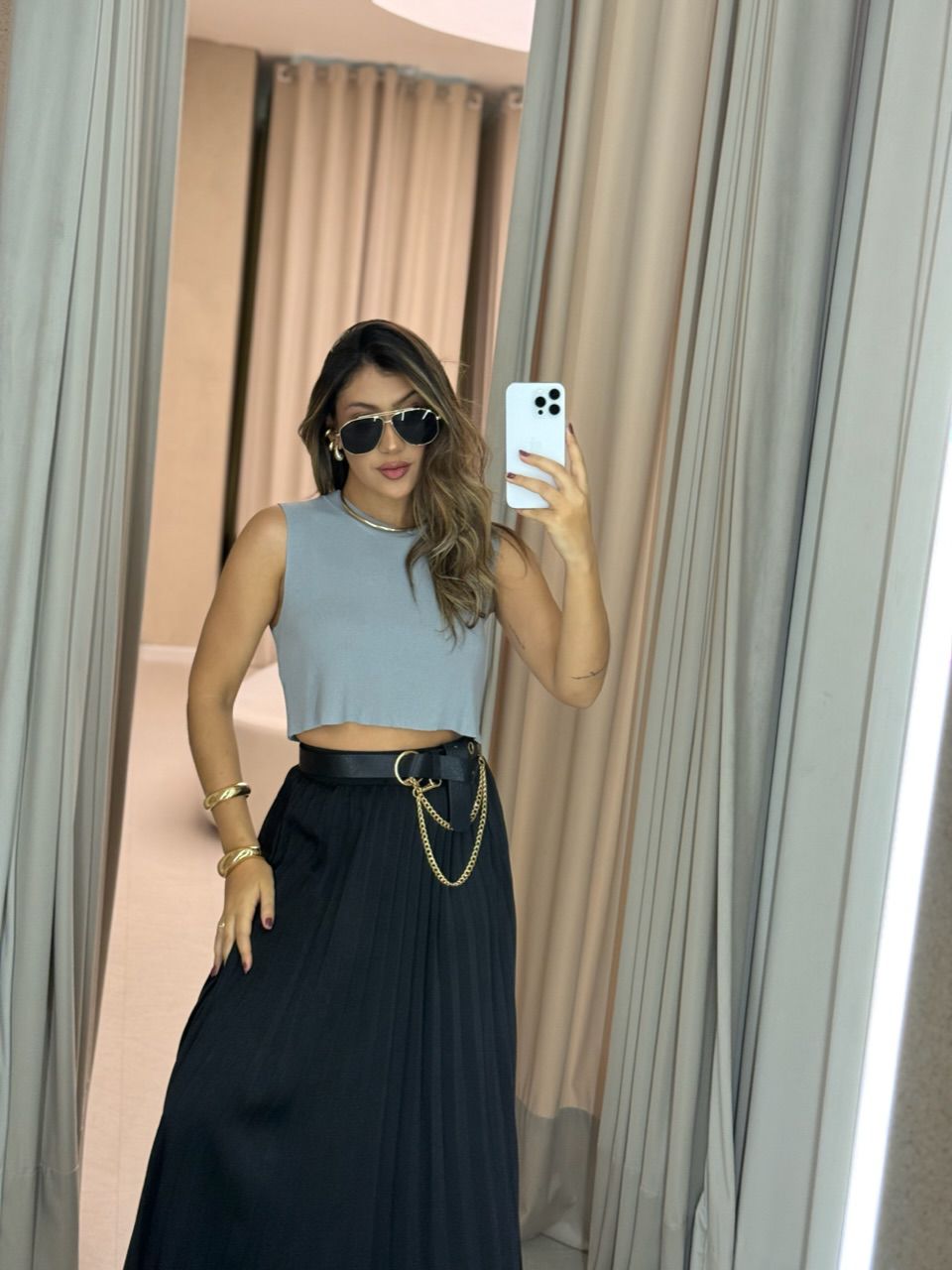 BLUSA GABI CAVADA CINZA