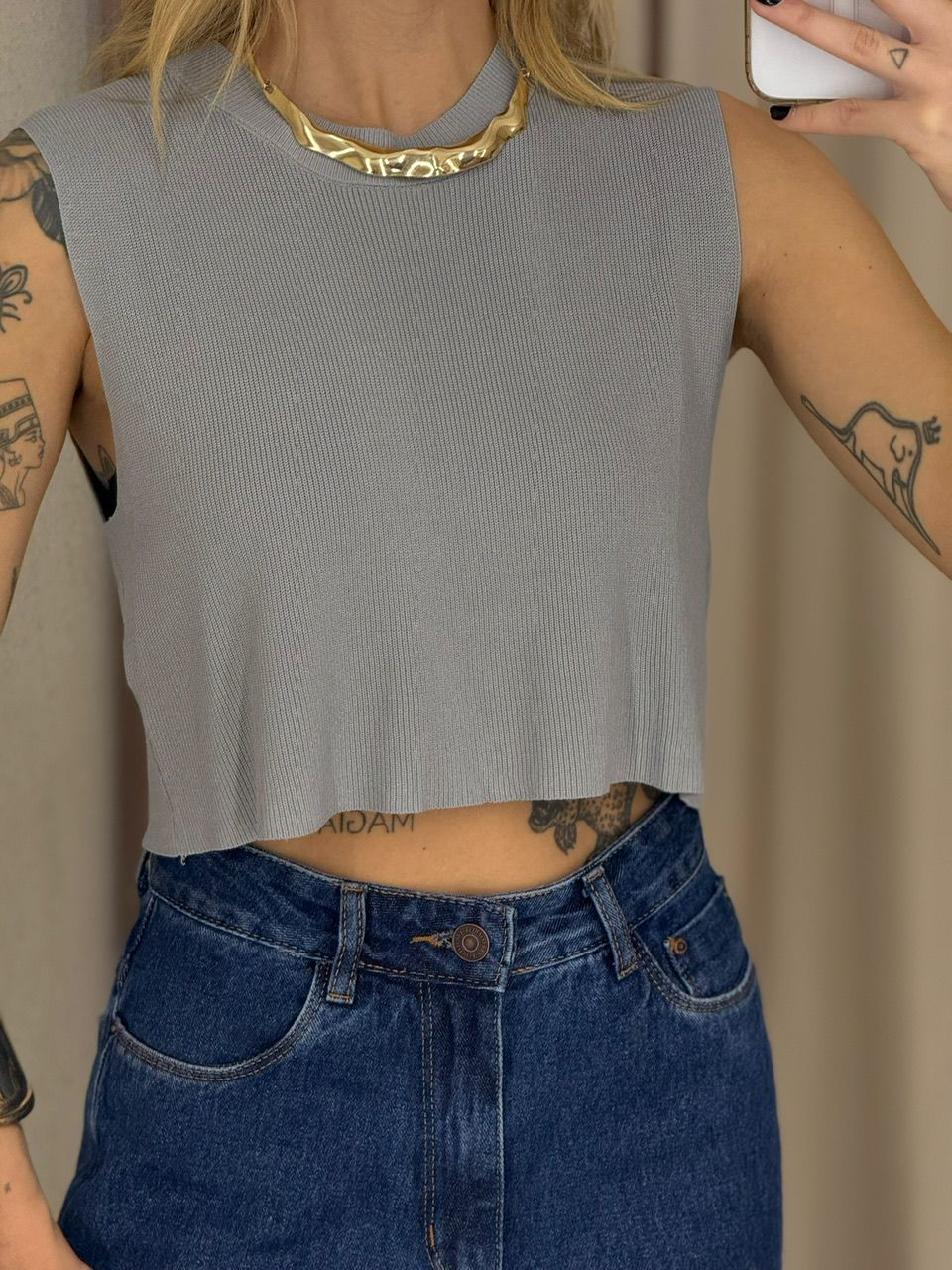 BLUSA GABI CAVADA CINZA