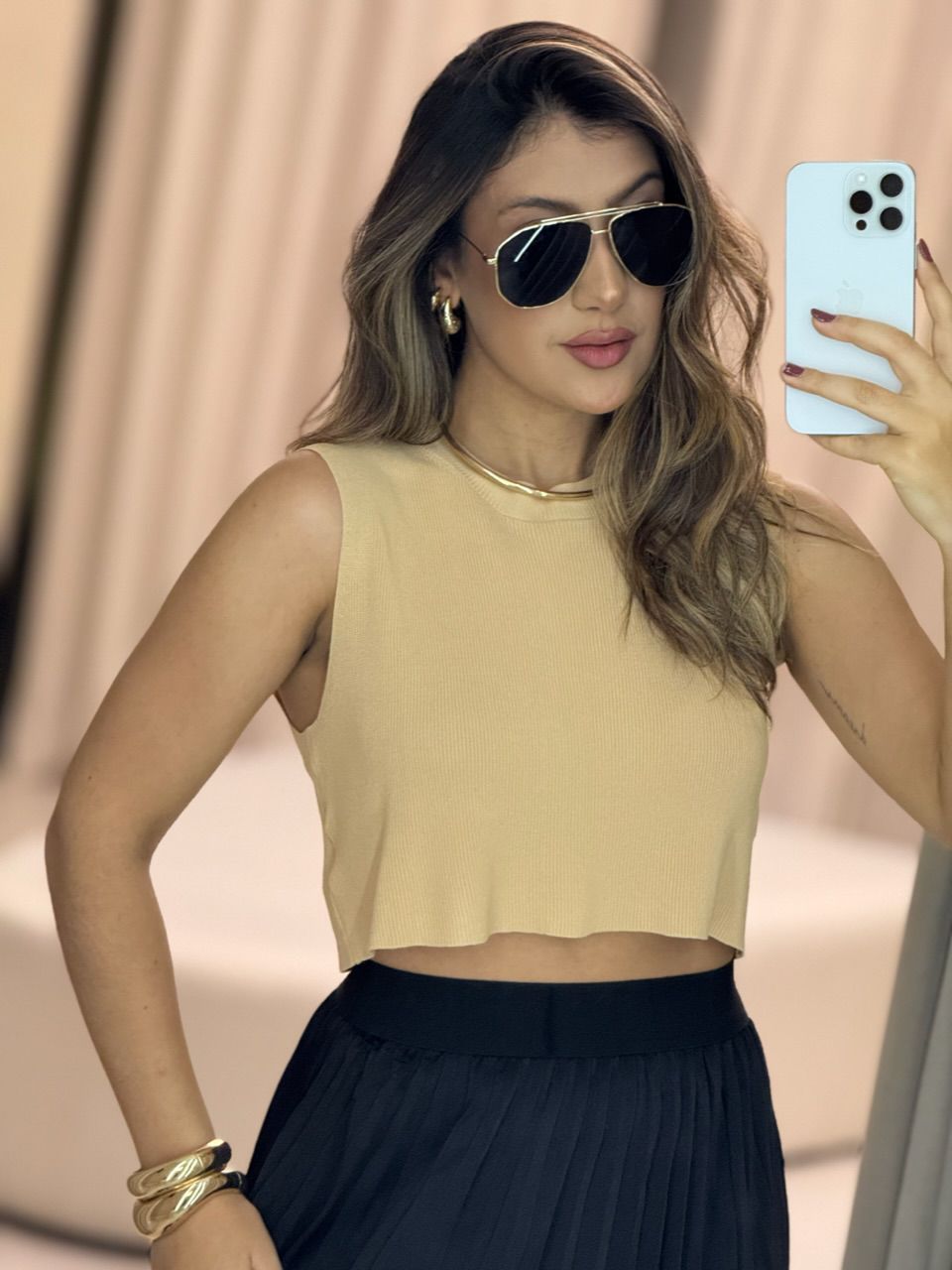 BLUSA GABI CAVADA NUDE
