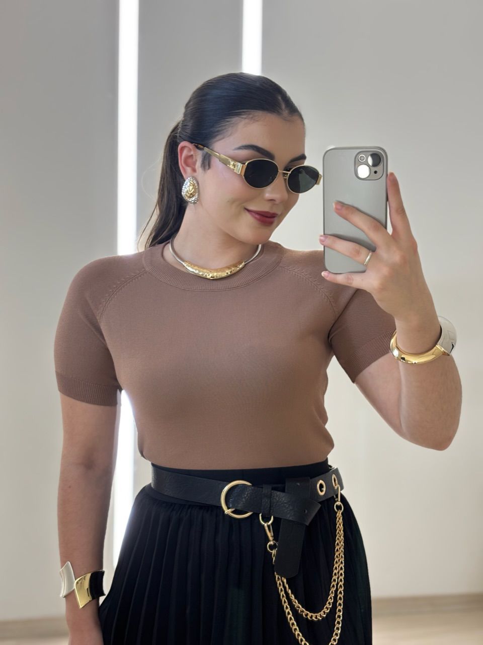 BLUSA YANE TRICOT CAPUCCINO - 0064960125 - CAROLLA FERRARO