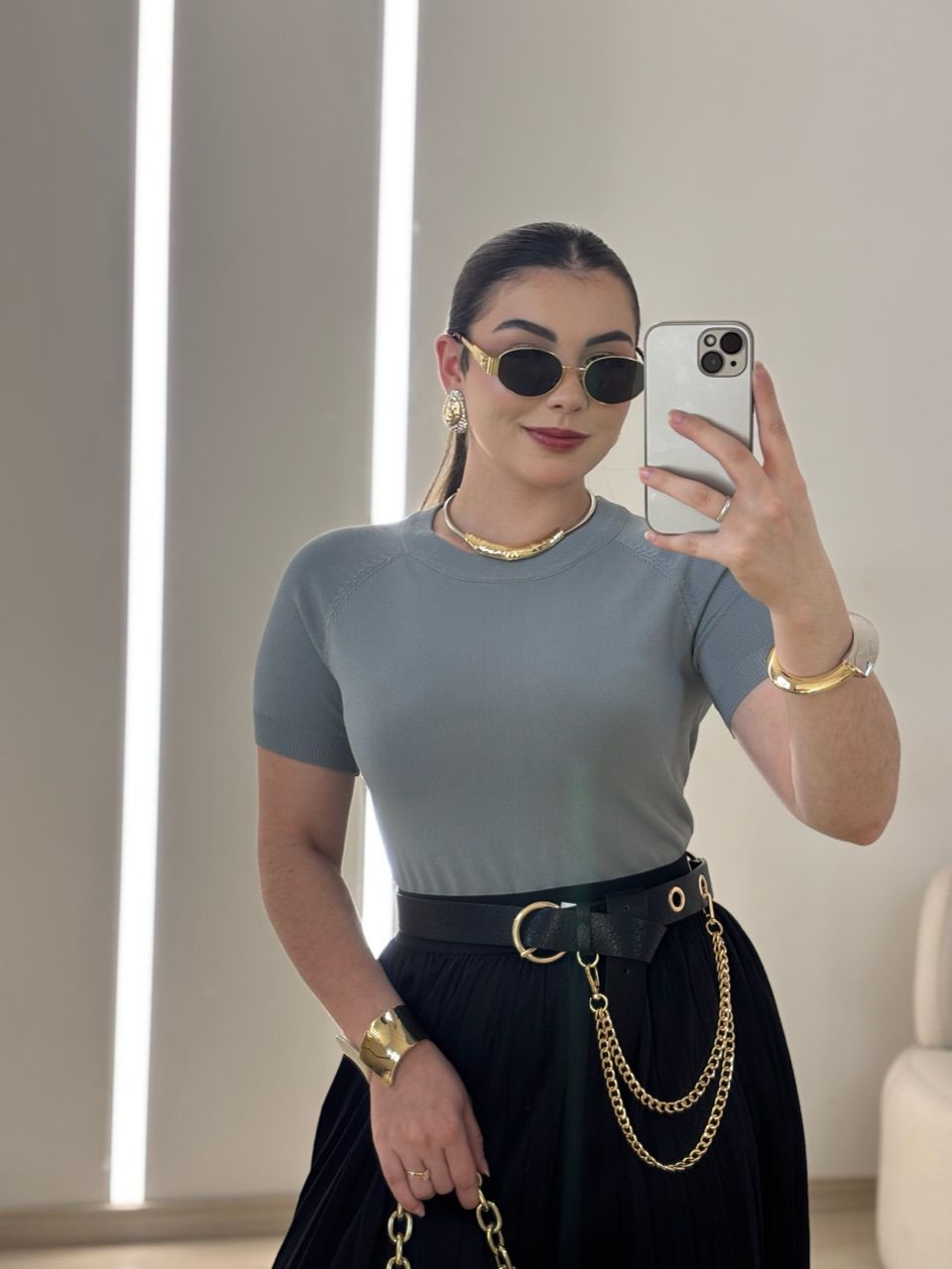 BLUSA YANE TRICOT CINZA