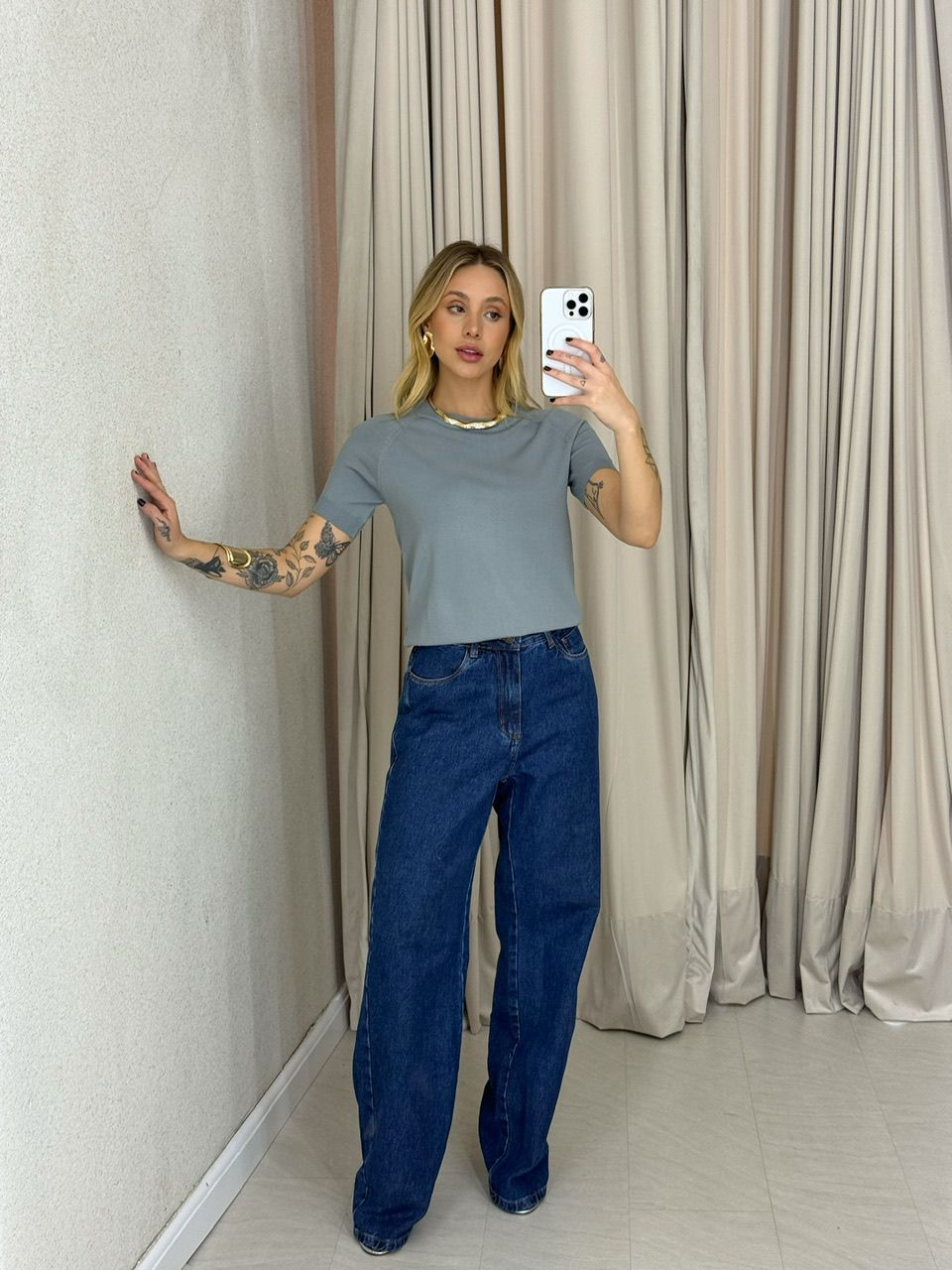BLUSA YANE TRICOT CINZA