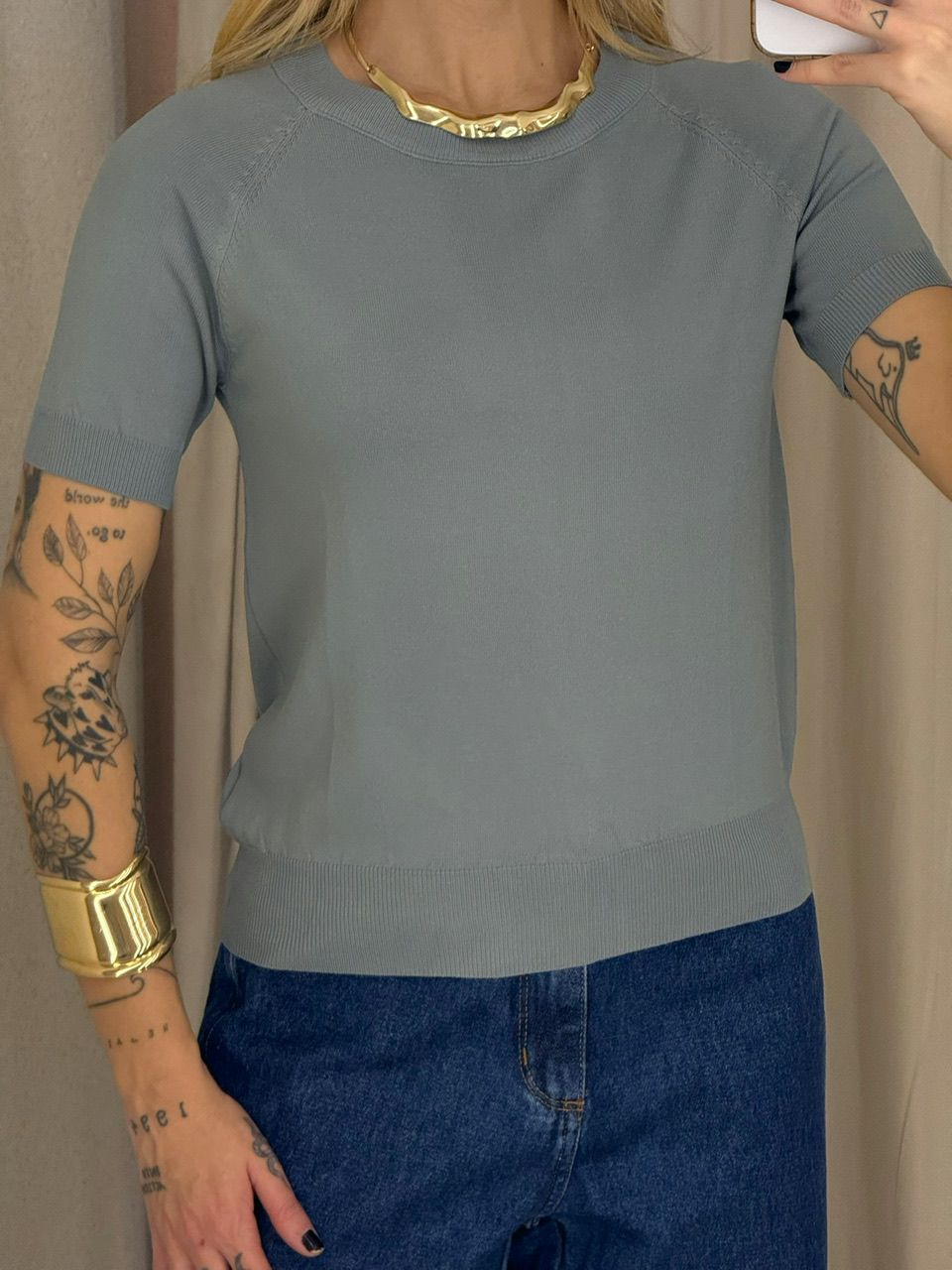 BLUSA YANE TRICOT CINZA