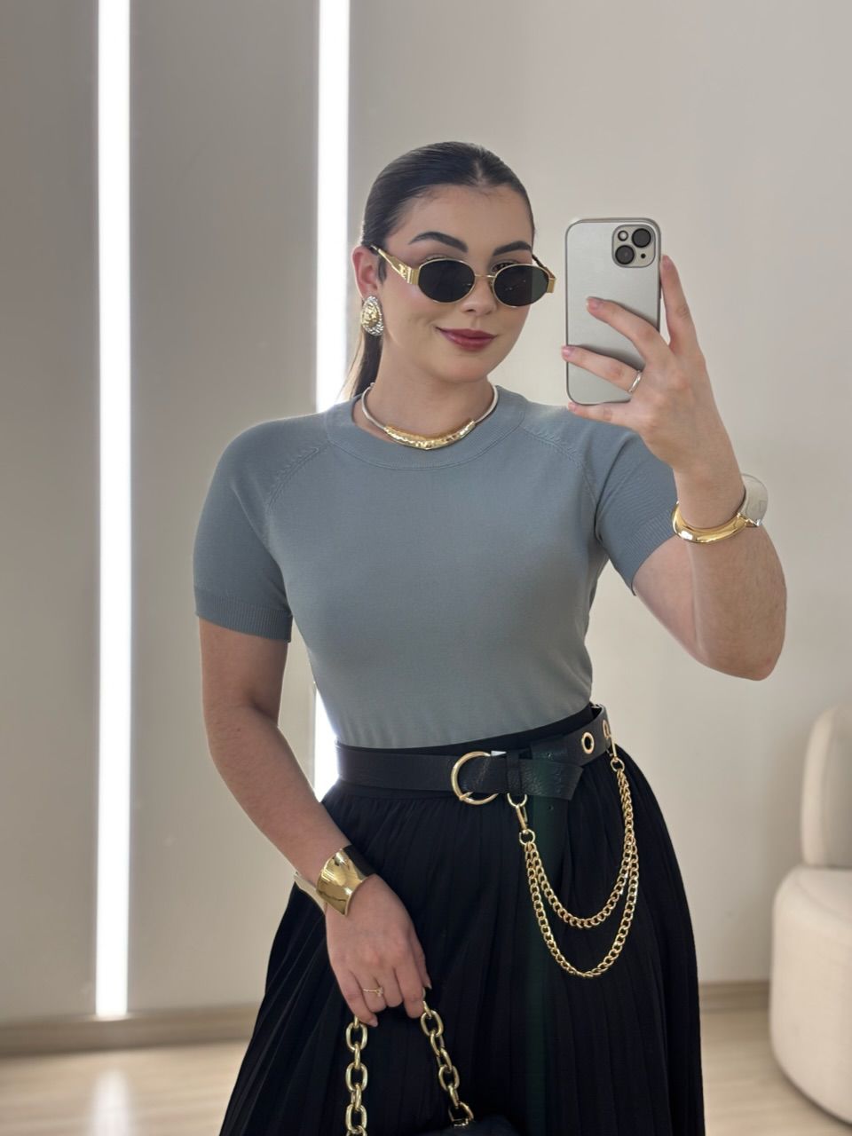 BLUSA YANE TRICOT CINZA