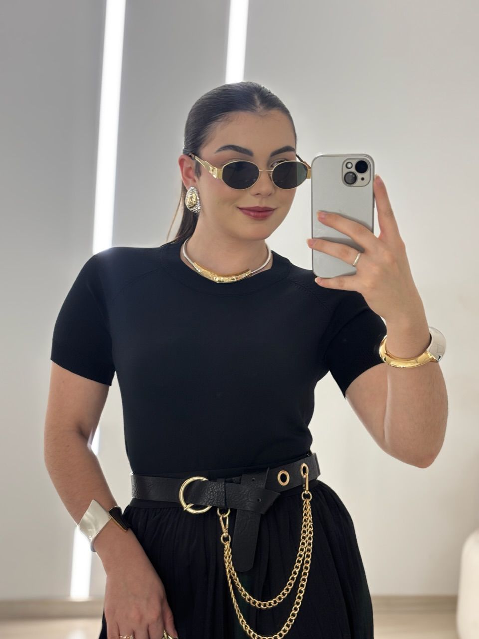 BLUSA YANE TRICOT PRETA - 0064960033 - CAROLLA FERRARO