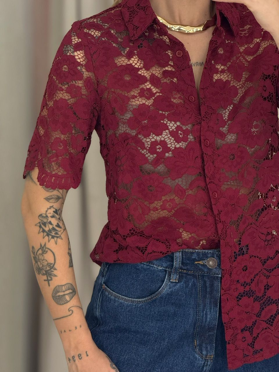 CAMISA ANA MARIA RENDA VINHO