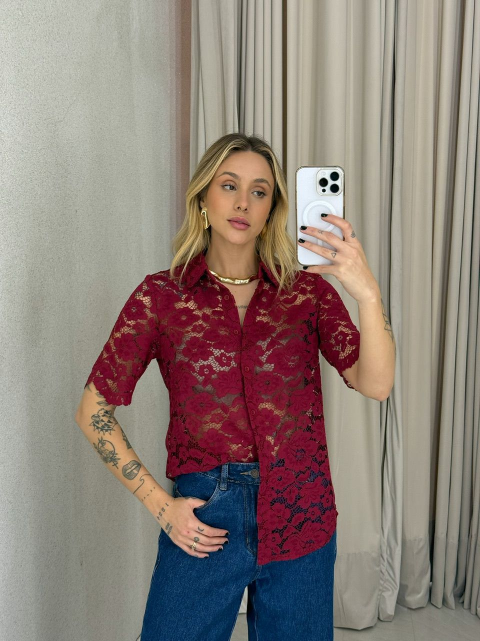 CAMISA ANA MARIA RENDA VINHO