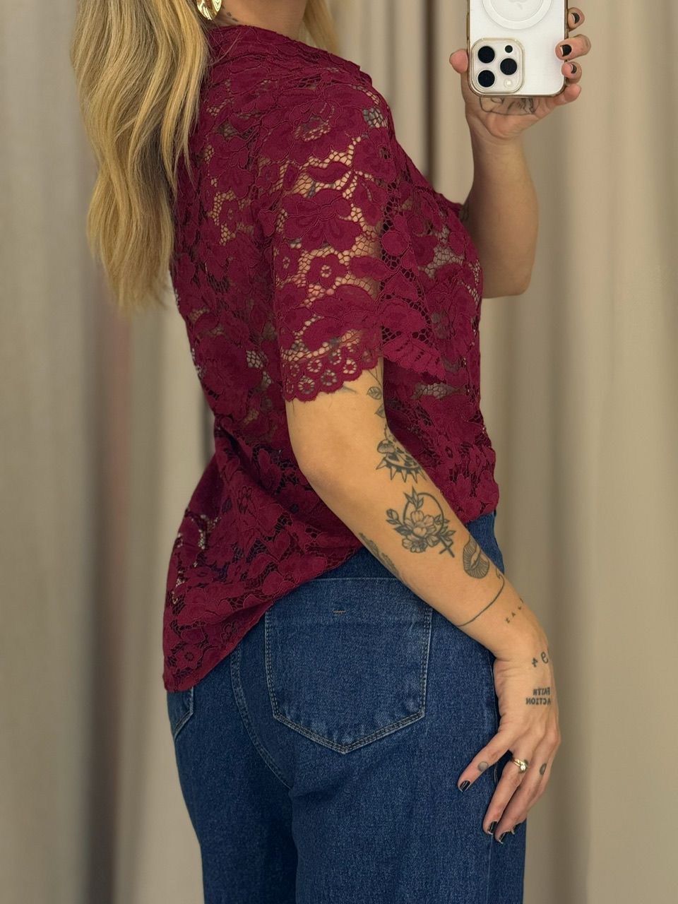 CAMISA ANA MARIA RENDA VINHO