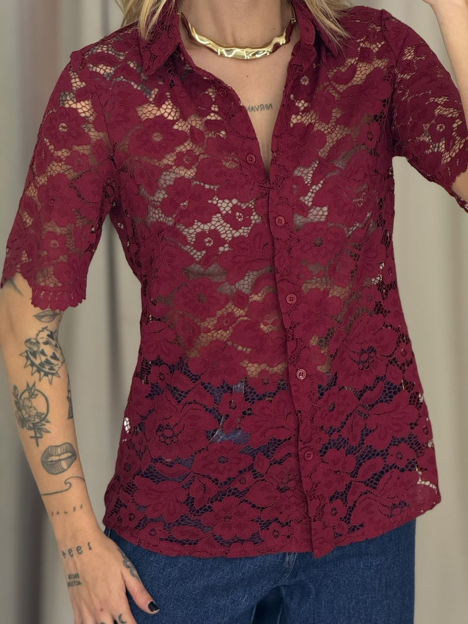 CAMISA ANA MARIA RENDA VINHO