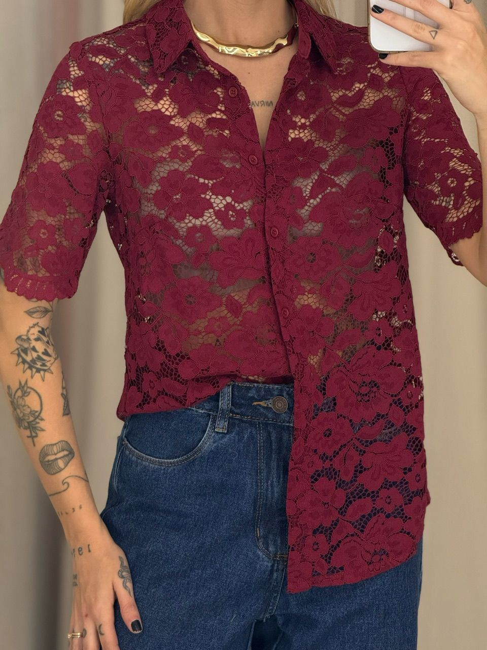 CAMISA ANA MARIA RENDA VINHO