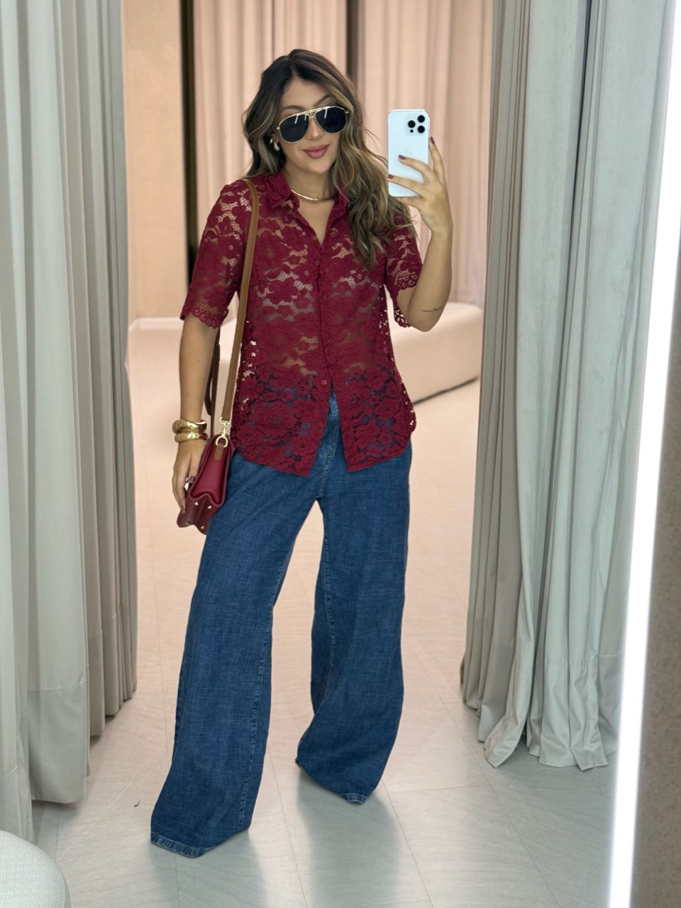 CAMISA ANA MARIA RENDA VINHO