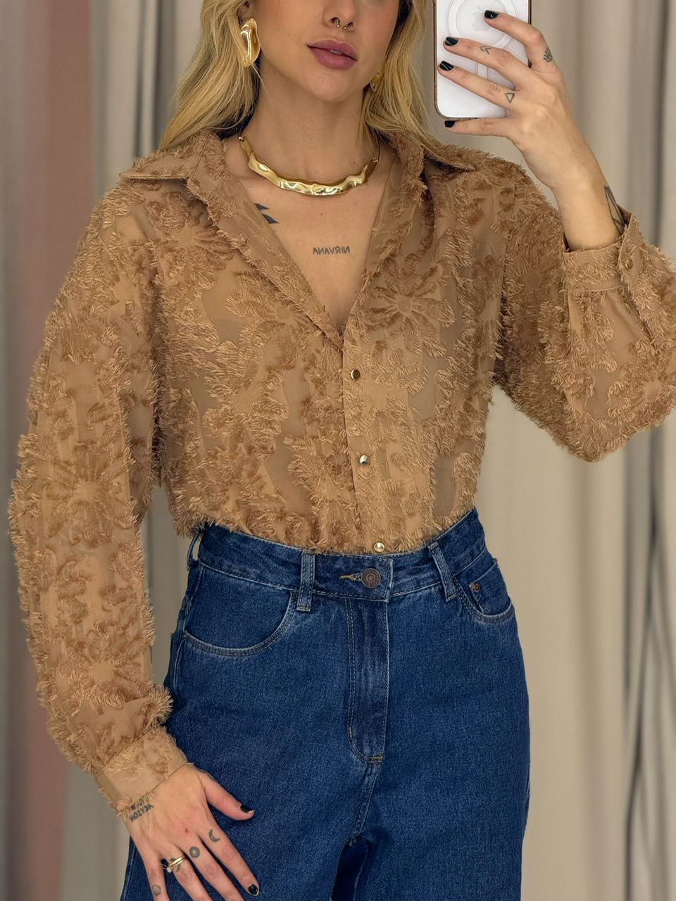 CAMISA TAMARA JACQUARD CAPUCCINO