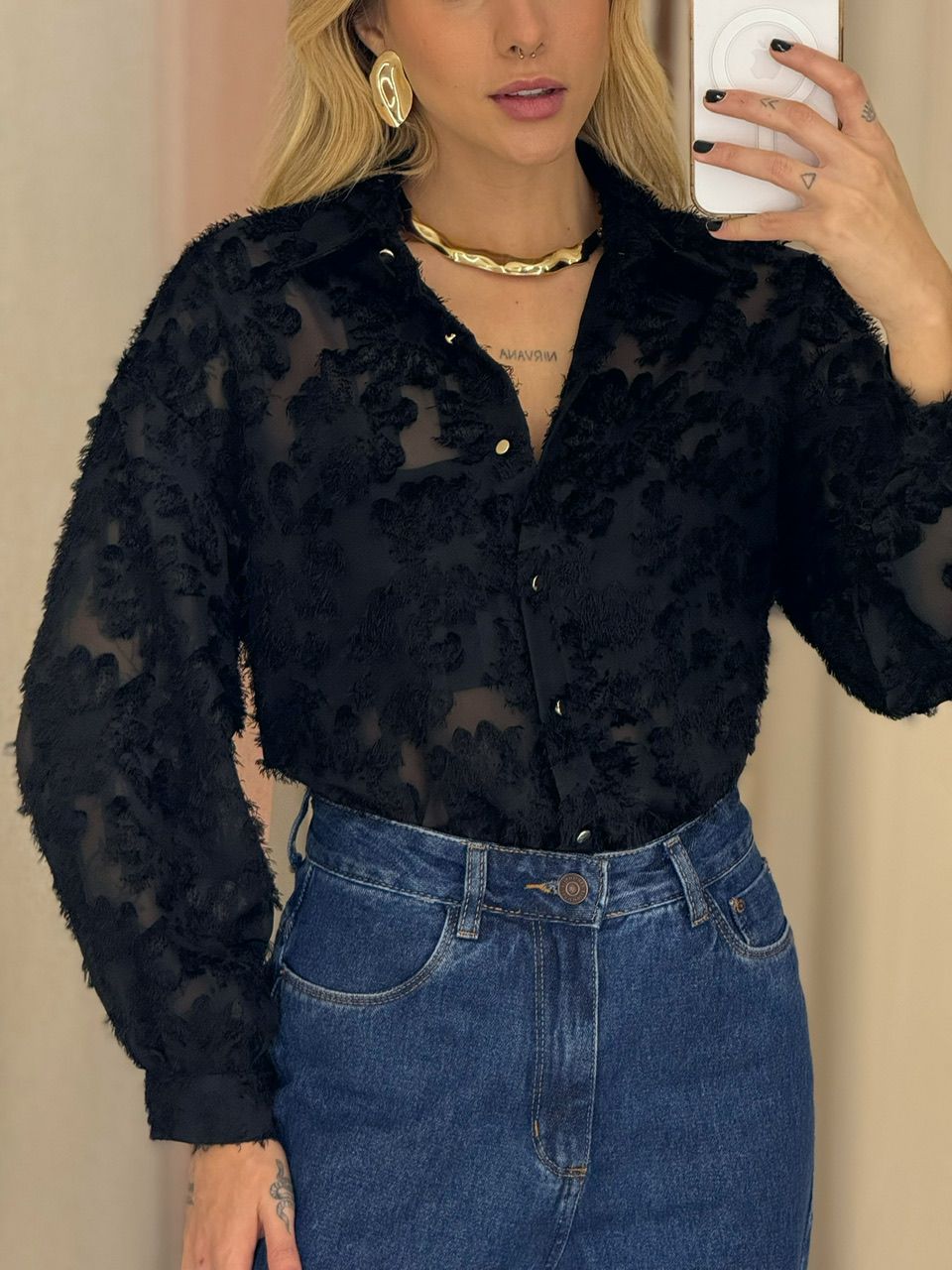 CAMISA TAMARA JACQUARD PRETA