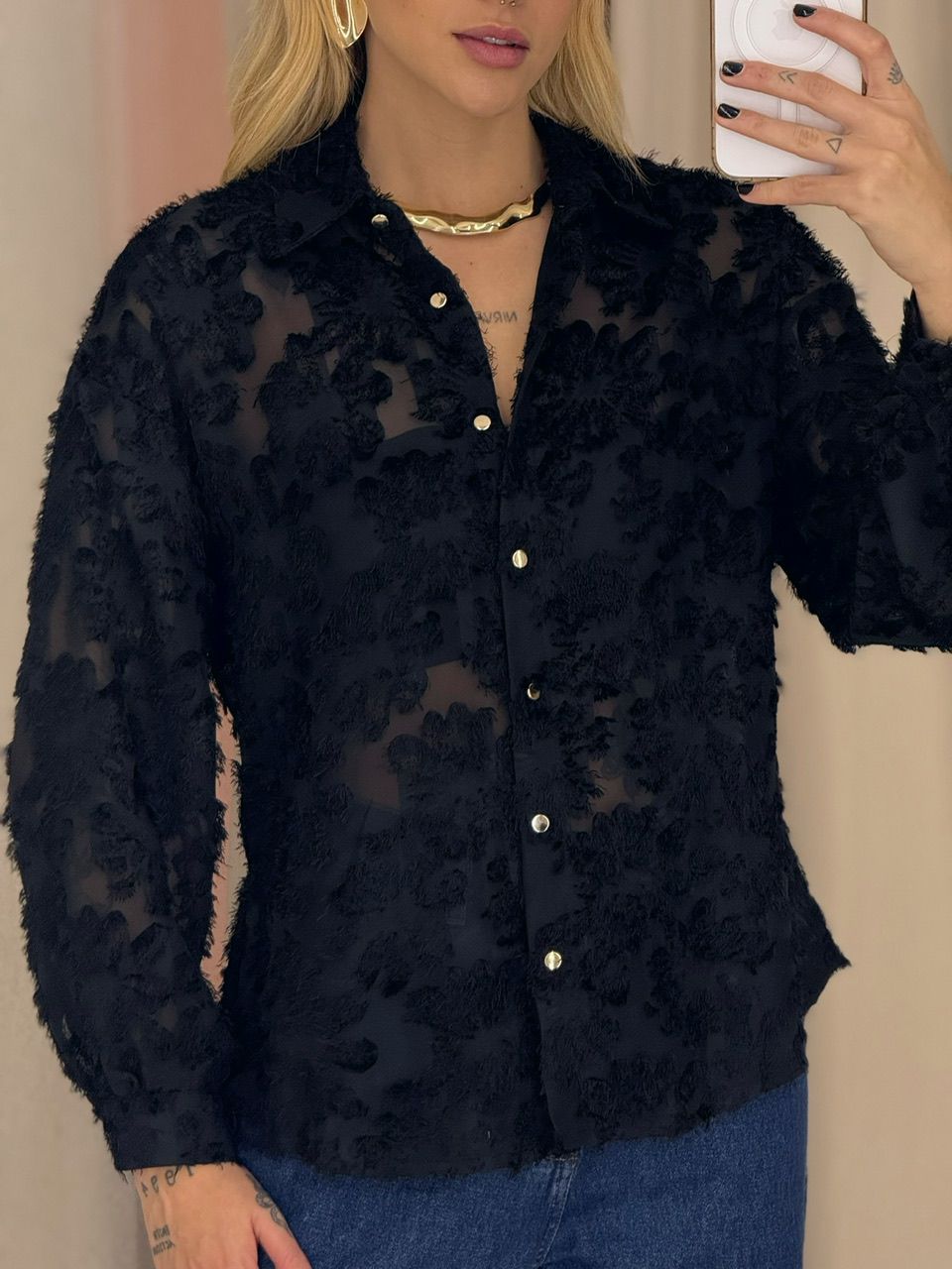 CAMISA TAMARA JACQUARD PRETA