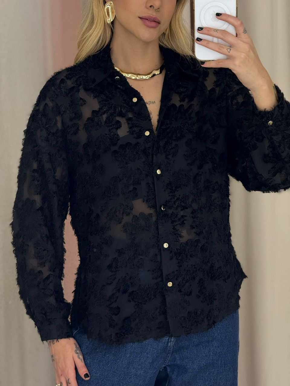 CAMISA TAMARA JACQUARD PRETA