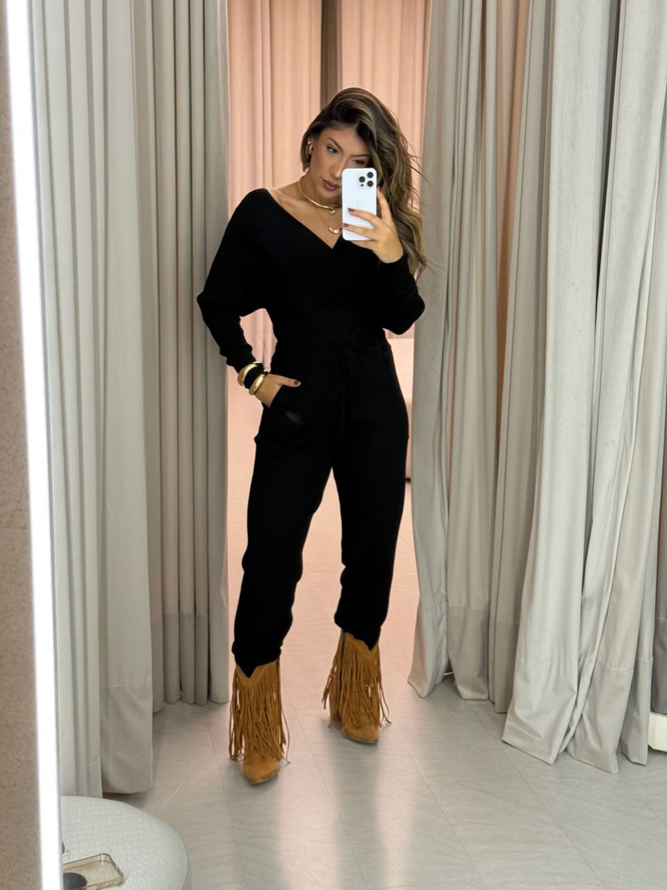 CONJUNTO MONIQUE TRICOT PRETO - 0064840032 - CAROLLA FERRARO