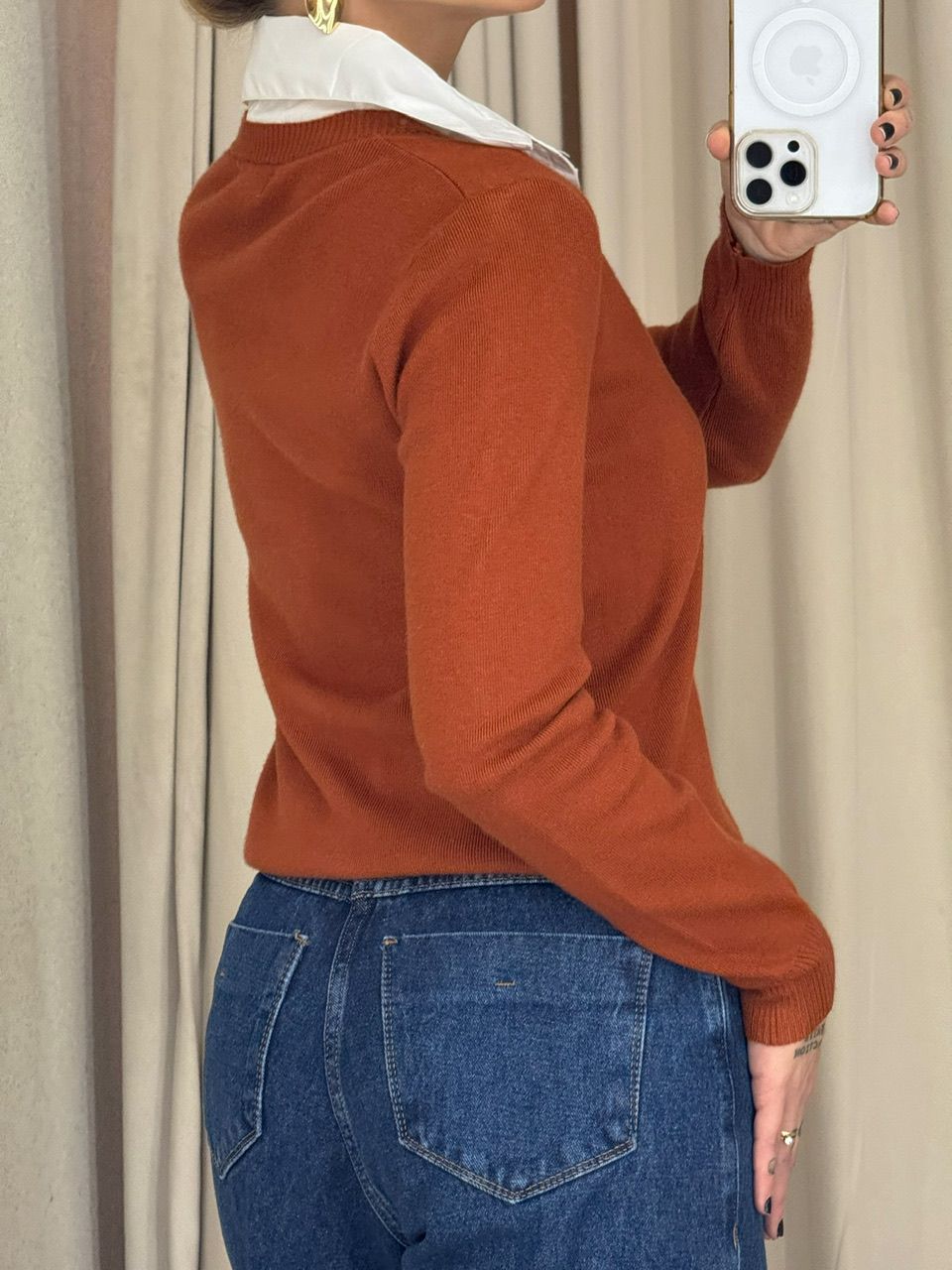 SUÉTER VIOLETA TRICOT GOLA CARAMELO