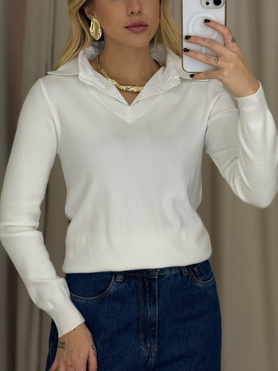 SUÉTER VIOLETA TRICOT GOLA OFF