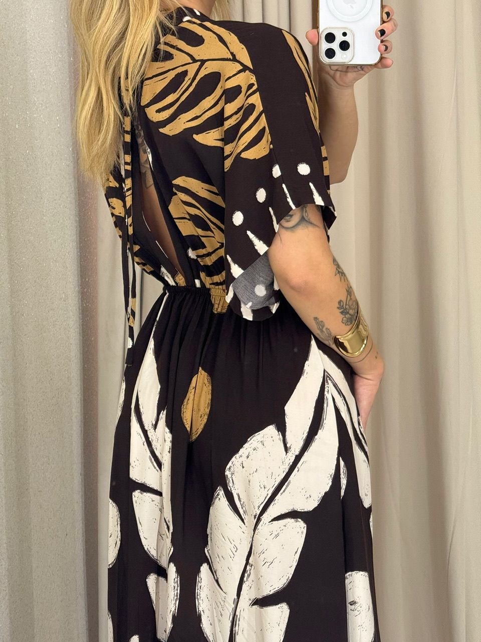 VESTIDO TAUANY ESTAMPADO MARROM