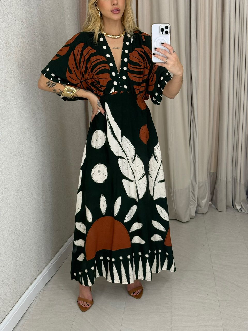 VESTIDO TAUANY ESTAMPADO VERDE