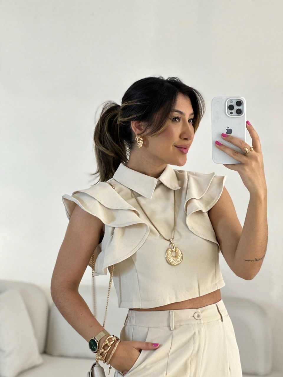 CONJUNTO DÉBORA CALÇA AREIA