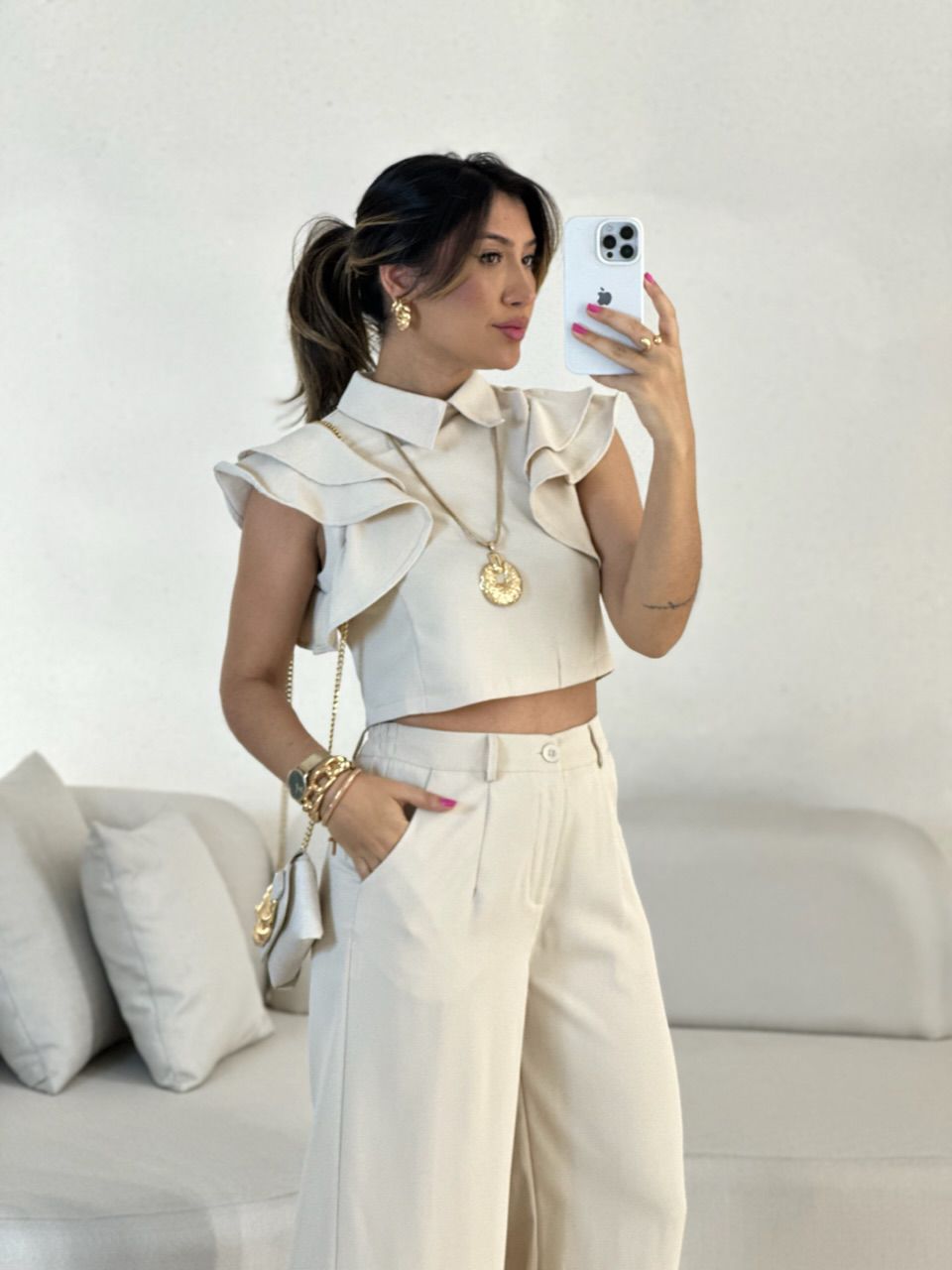 CONJUNTO DÉBORA CALÇA AREIA