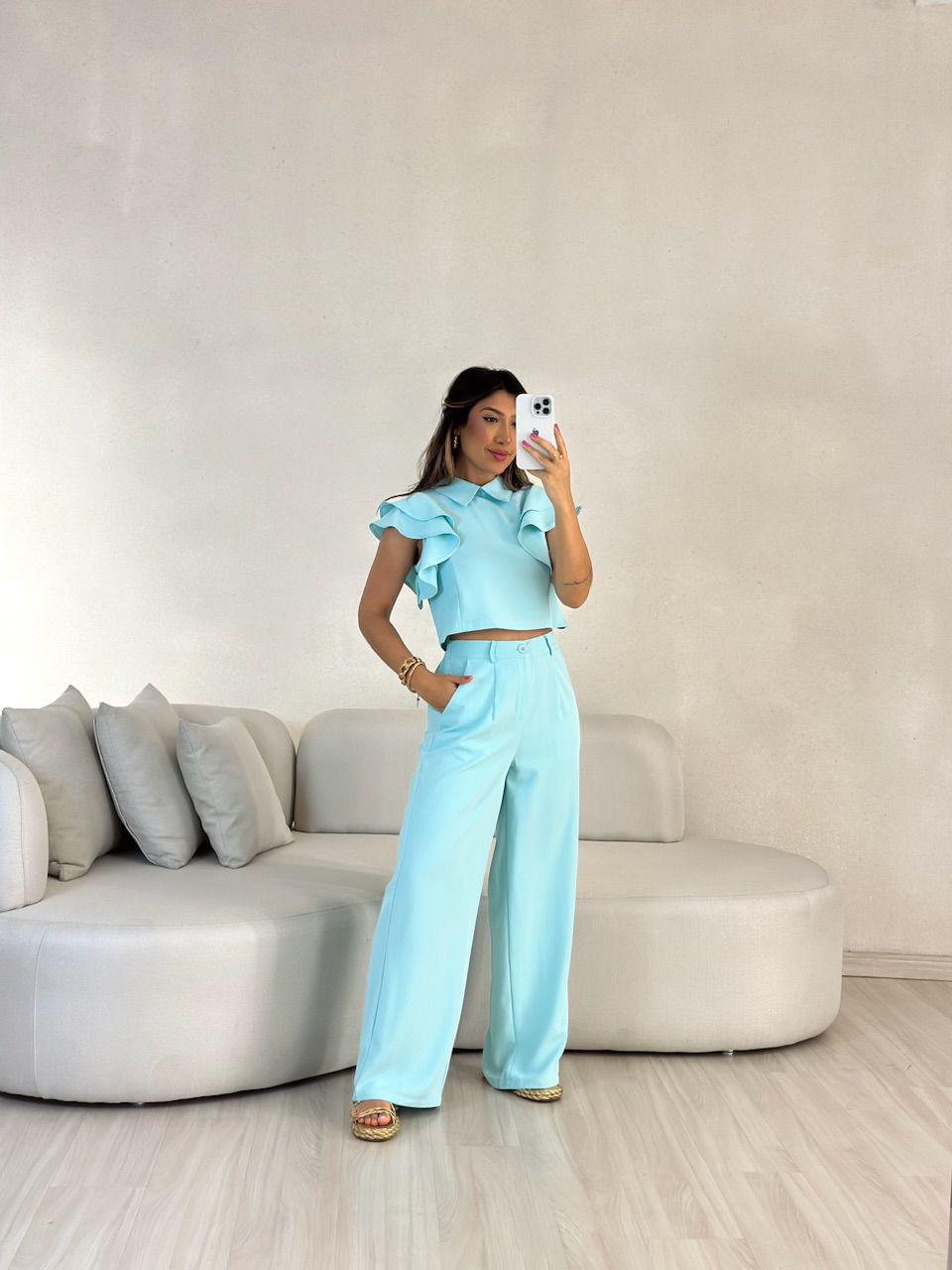 CONJUNTO DÉBORA CALÇA VERDE ÁGUA