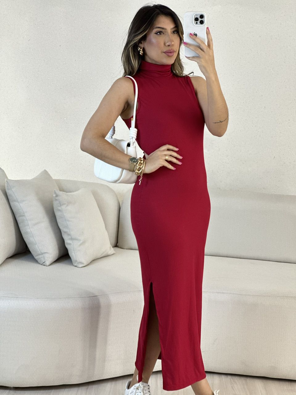 VESTIDO NAYLA CAVADO VERMELHO