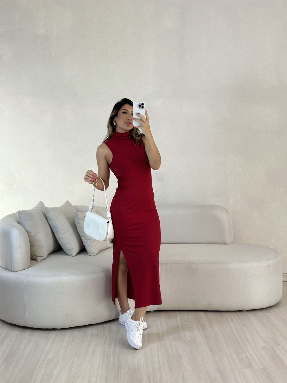 VESTIDO NAYLA CAVADO VERMELHO - 0054120277 - CAROLLA FERRARO