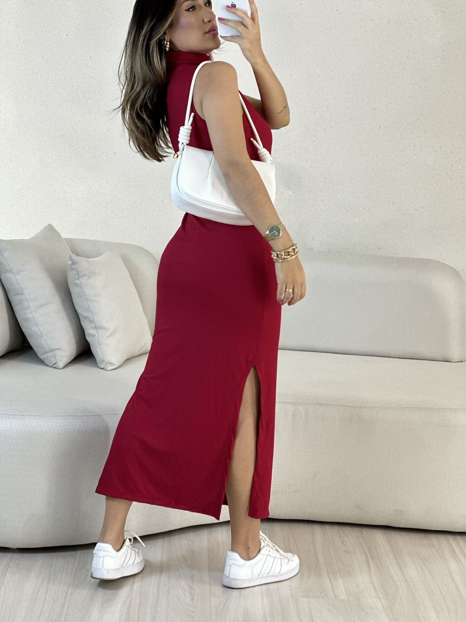 VESTIDO NAYLA CAVADO VERMELHO