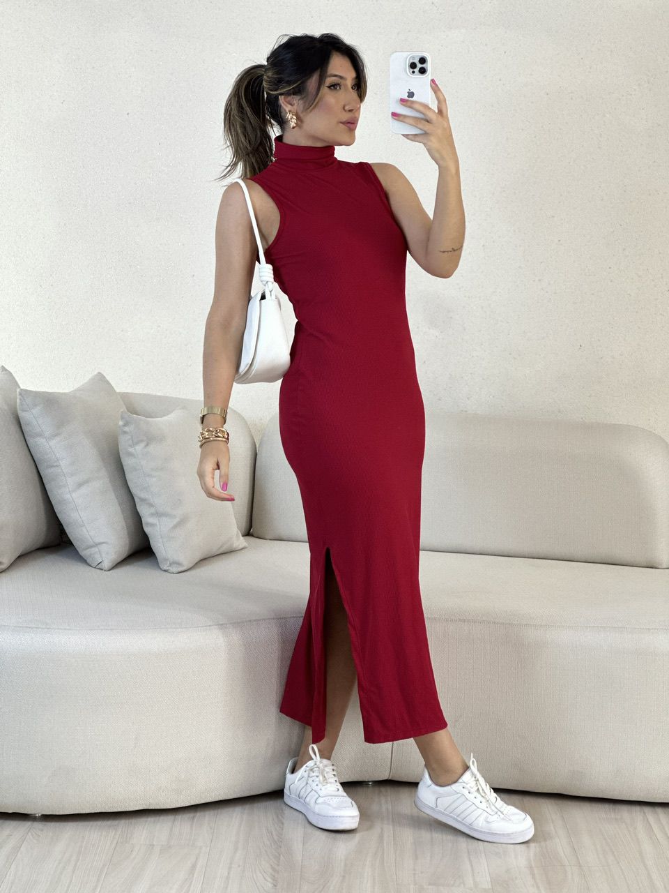 VESTIDO NAYLA CAVADO VERMELHO