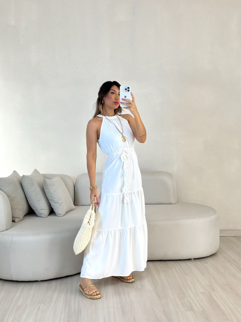 VESTIDO DAIANA LONGUETE OFF - 0054730048 - CAROLLA FERRARO