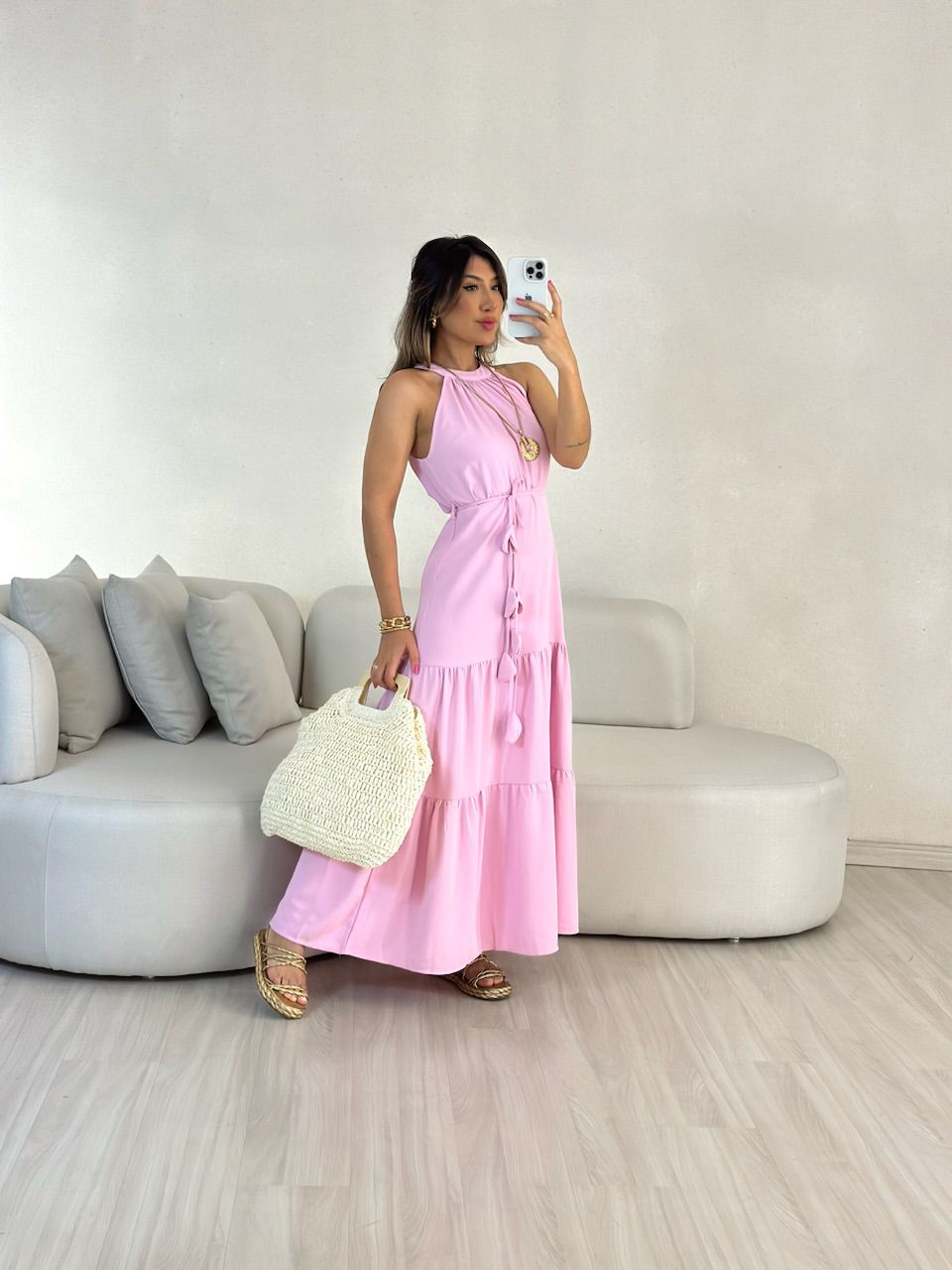 VESTIDO DAIANA LONGUETE ROSA