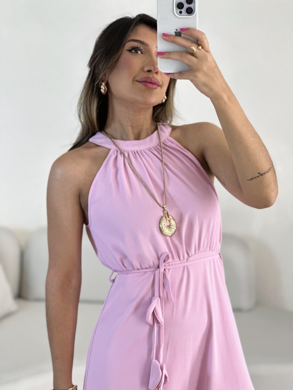 VESTIDO DAIANA LONGUETE ROSA