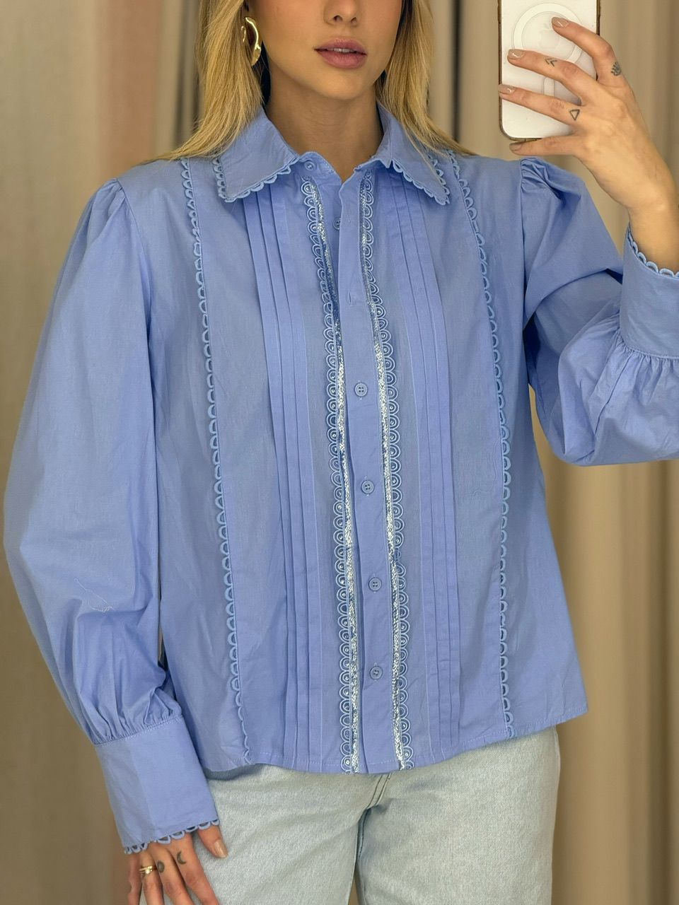 CAMISA GABI GUIPIR AZUL