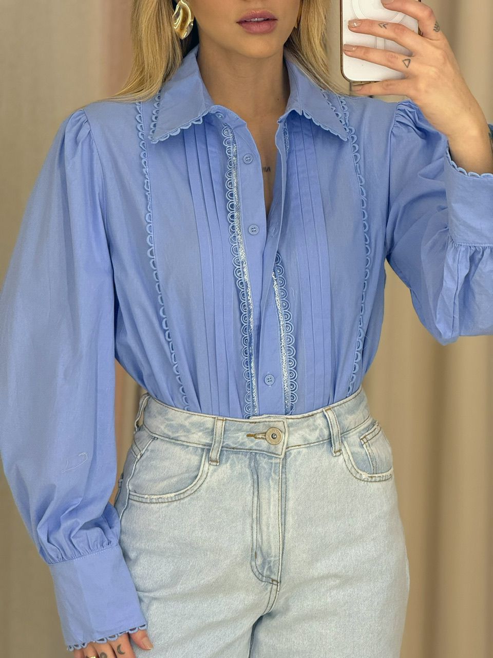 CAMISA GABI GUIPIR AZUL