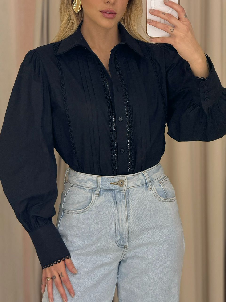 CAMISA GABI GUIPIR PRETA