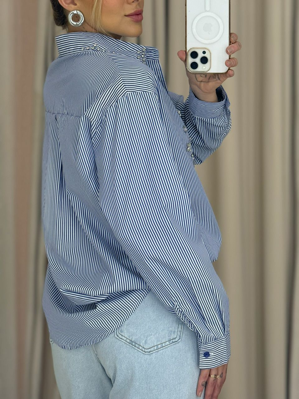 CAMISA JOICE BORDADA AZUL