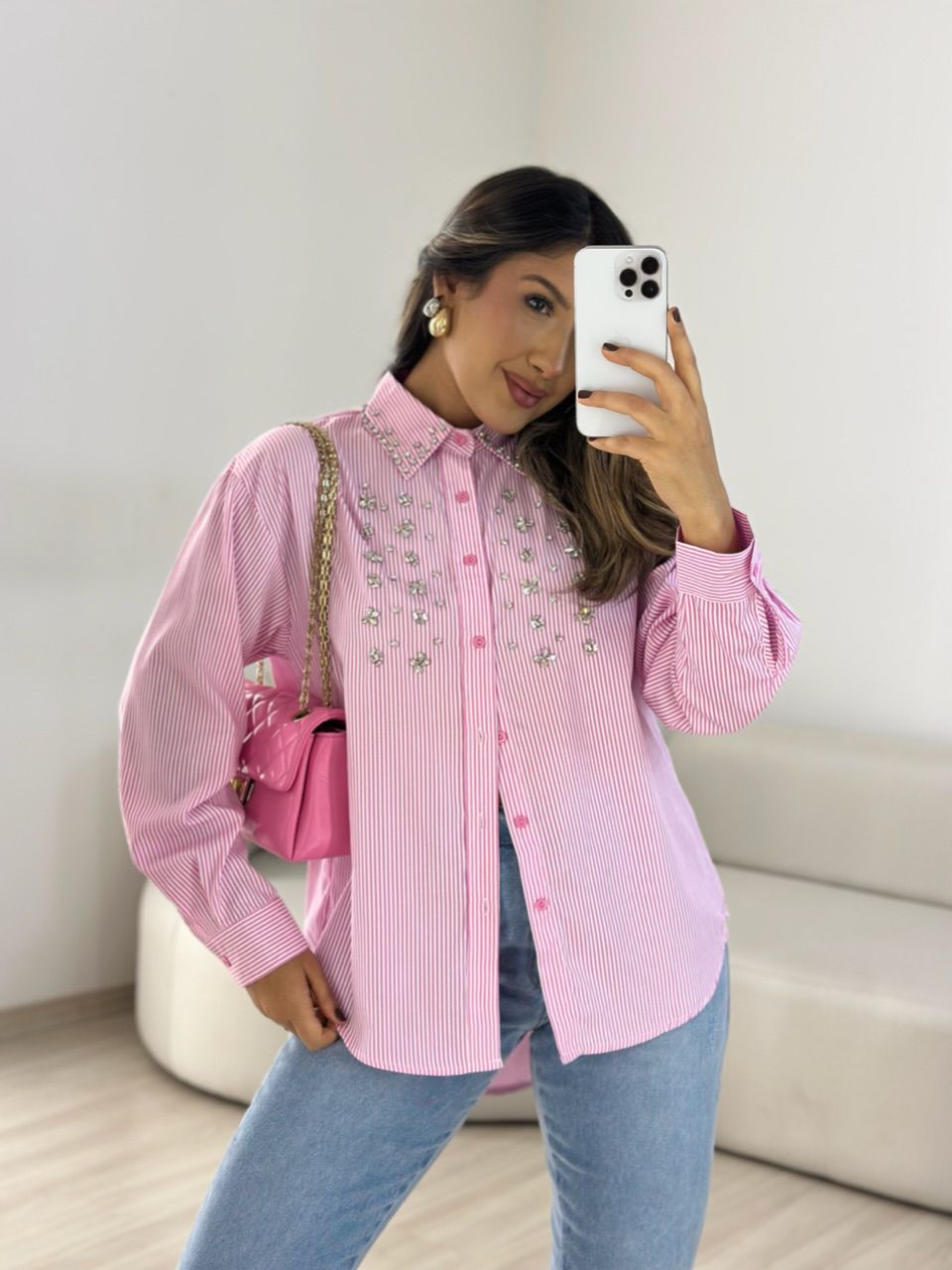 CAMISA JOICE BORDADA ROSA