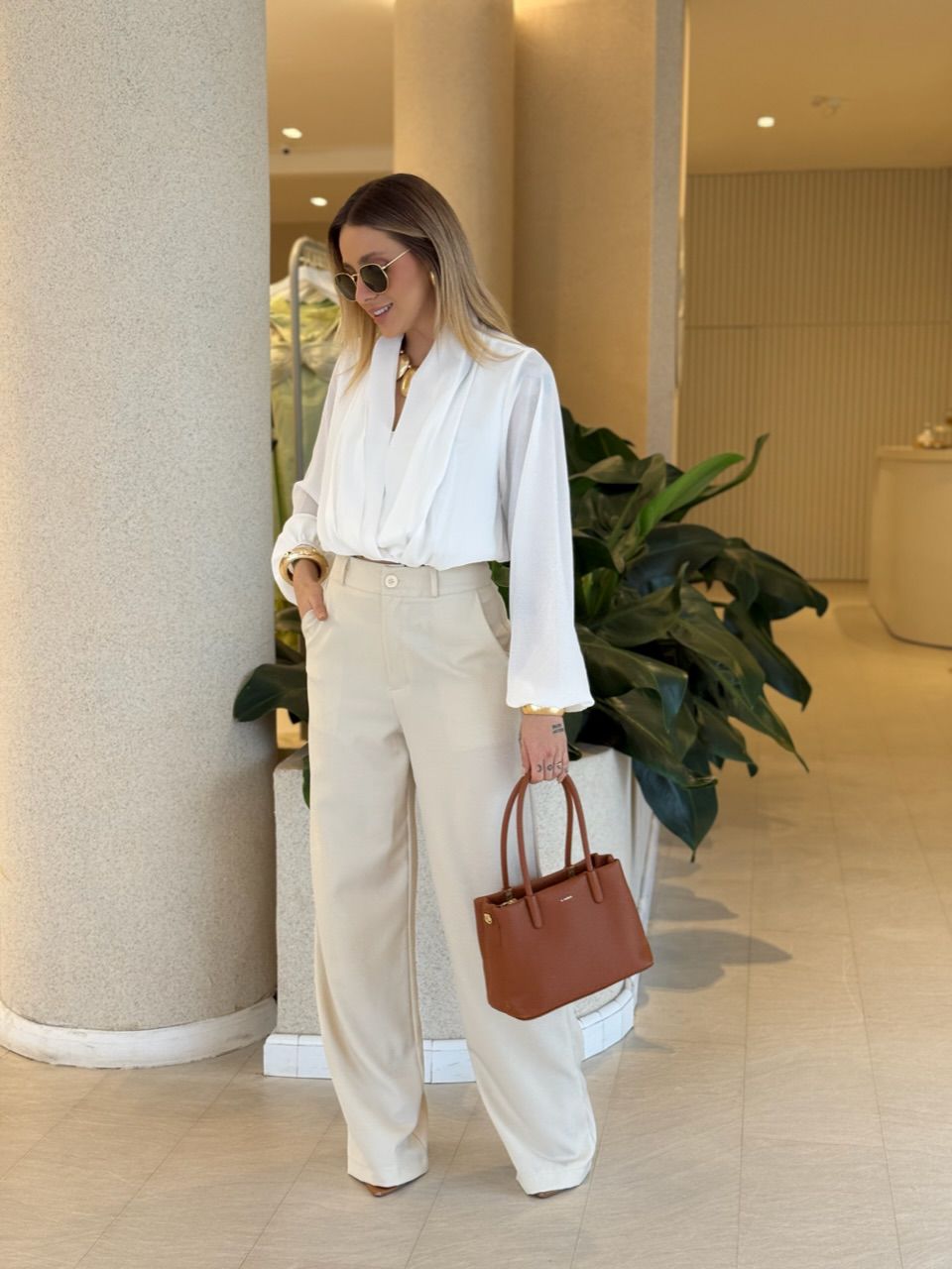 CALÇA ANA JULIA PANTALONA Areia