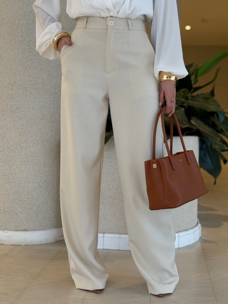 CALÇA ANA JULIA PANTALONA Areia
