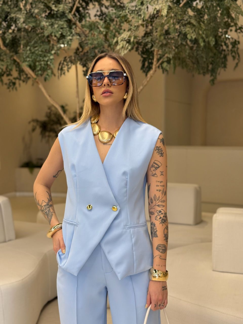 CONJUNTO MARCELLI CALÇA AZUL